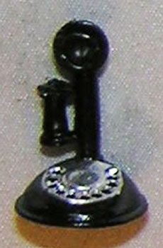 Dollhouse Miniature Telephone, Candlestick W/Dial, Black